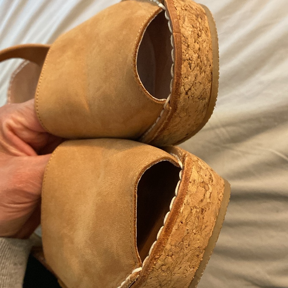 Tan Nubuck Cork Espadrille Wedge Slingback - Picture 15 of 16